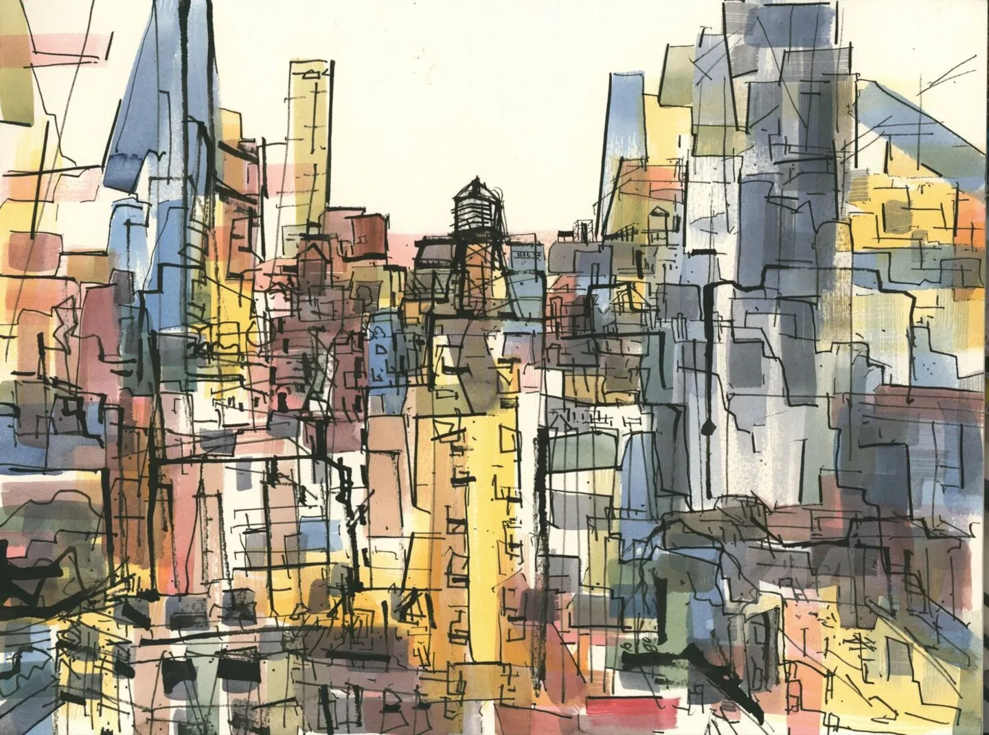 Hudson Yards, ink on paper