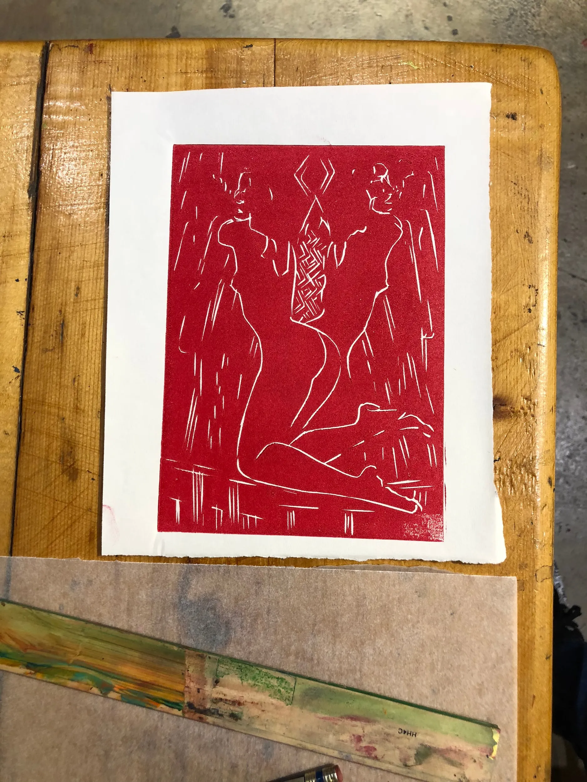 Linocut print, linocut print