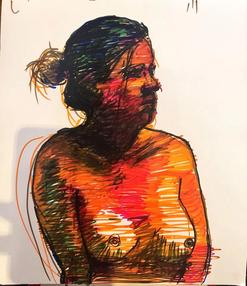 Model, marker on paper