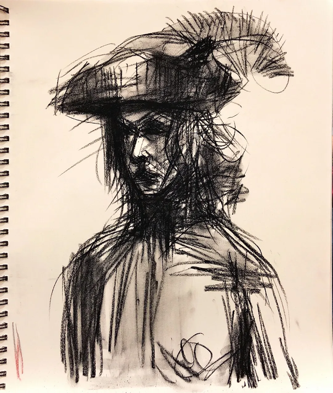 Portrait, charcoal on paper