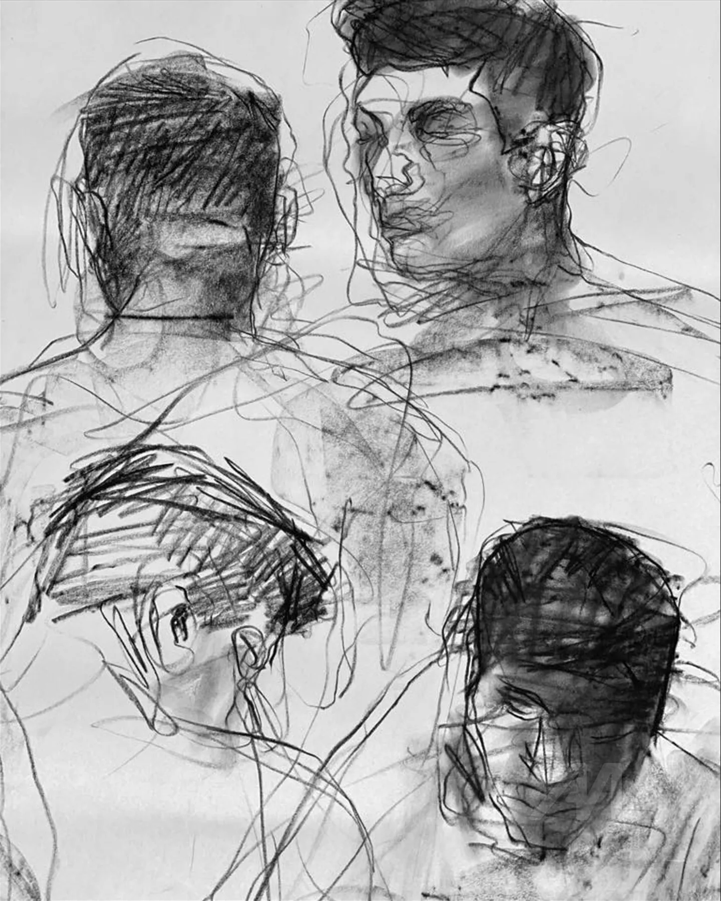 Portrait Of A Male, charcoal on paper
